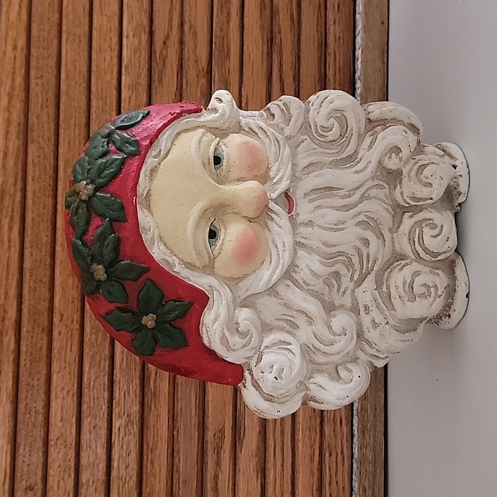 VINTAGE SANTA CLAUSE DOOR STOP HEAVY METAL HOLIDAY CHRISTMAS